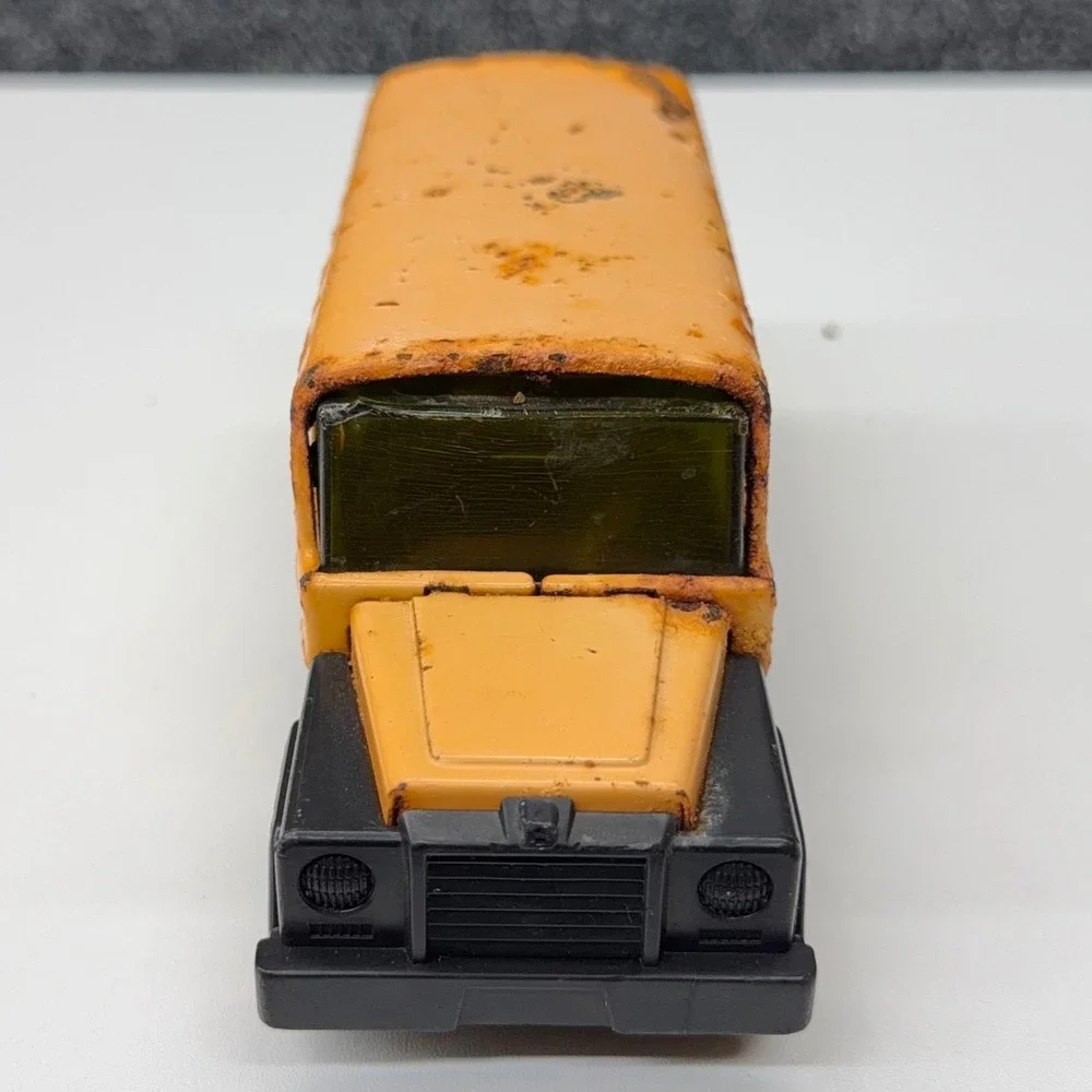 Vintage Buddy L School Bus Toy Pressed Steel Yellow Made in Japan Rustic Patina